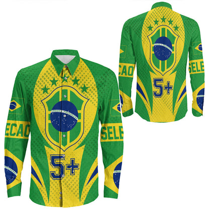Clothing Brazil Action Flag Style Sport Long Sleeve Button Shirt