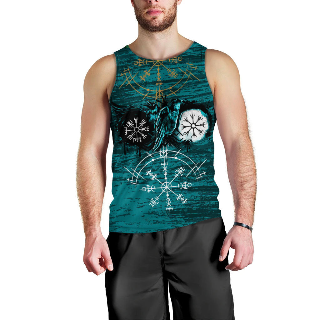 Raven of Odin and Symbol Cyan Men's Tank Top
