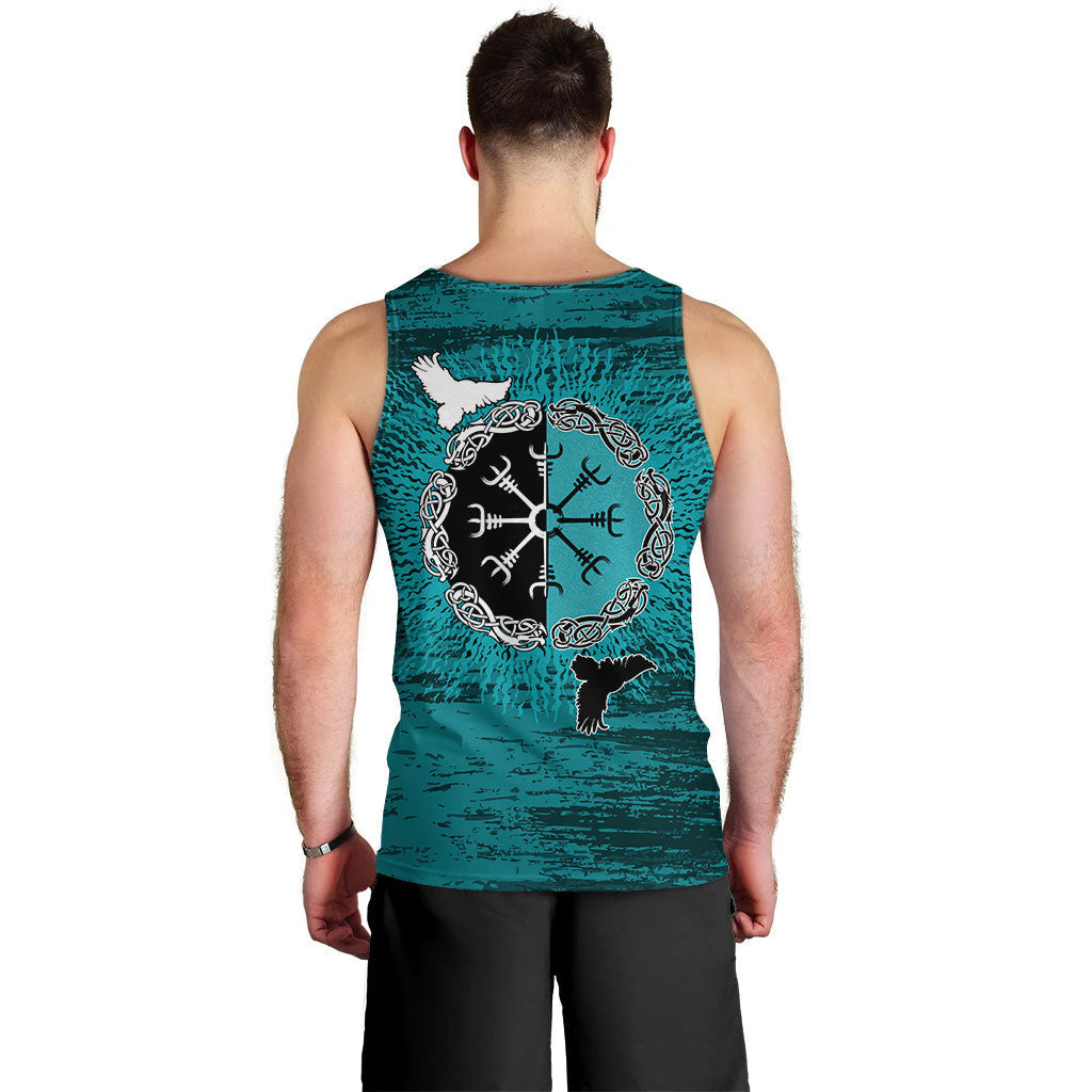 Raven of Odin and Symbol Cyan Men's Tank Top