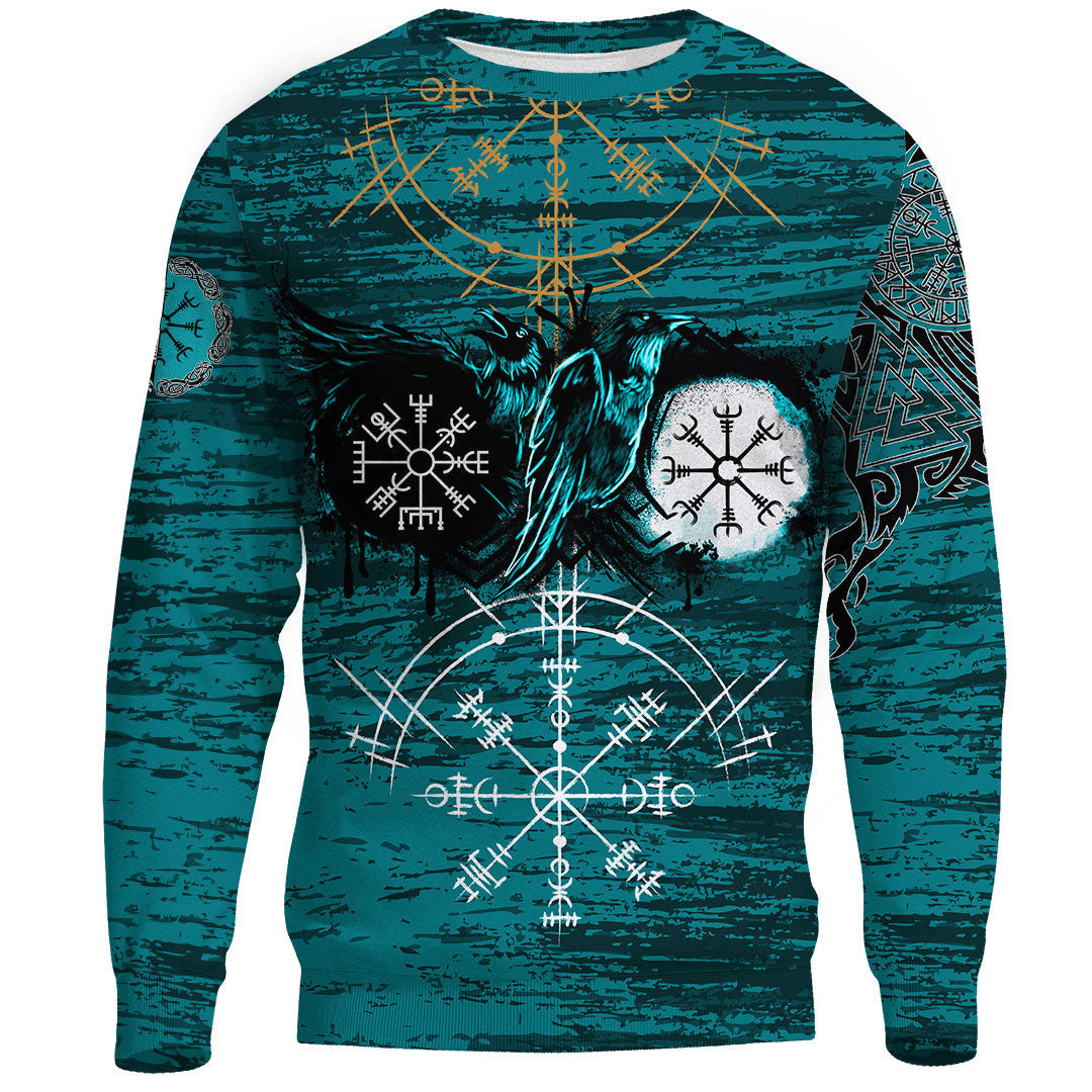 Raven of Odin and Symbol Cyan Sweatshirts