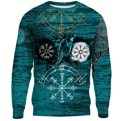 Raven of Odin and Symbol Cyan Sweatshirts