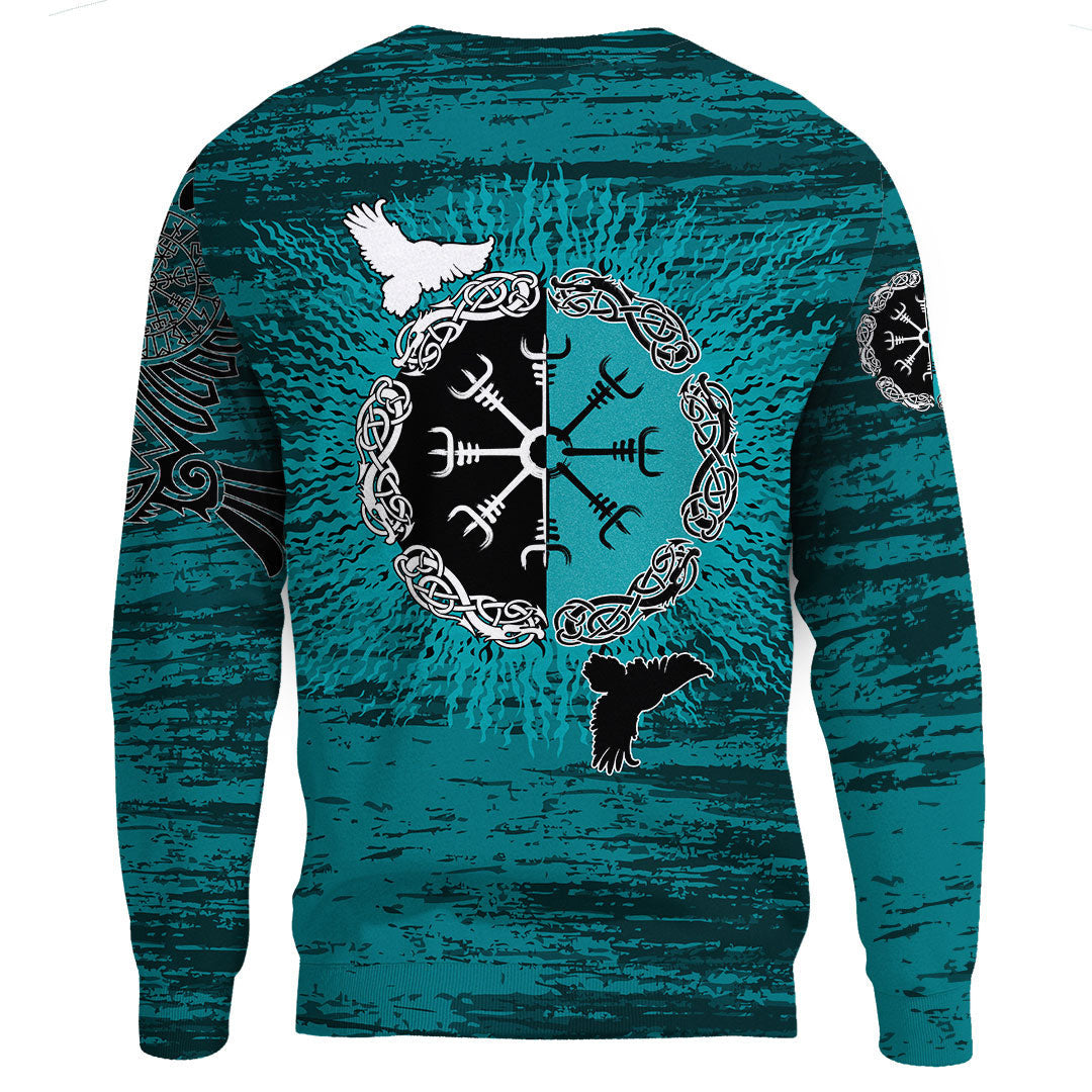 Raven of Odin and Symbol Cyan Sweatshirts