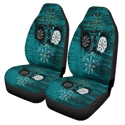 Car Seat Covers Raven Of Odin Symbol Cyan Car Seat Covers