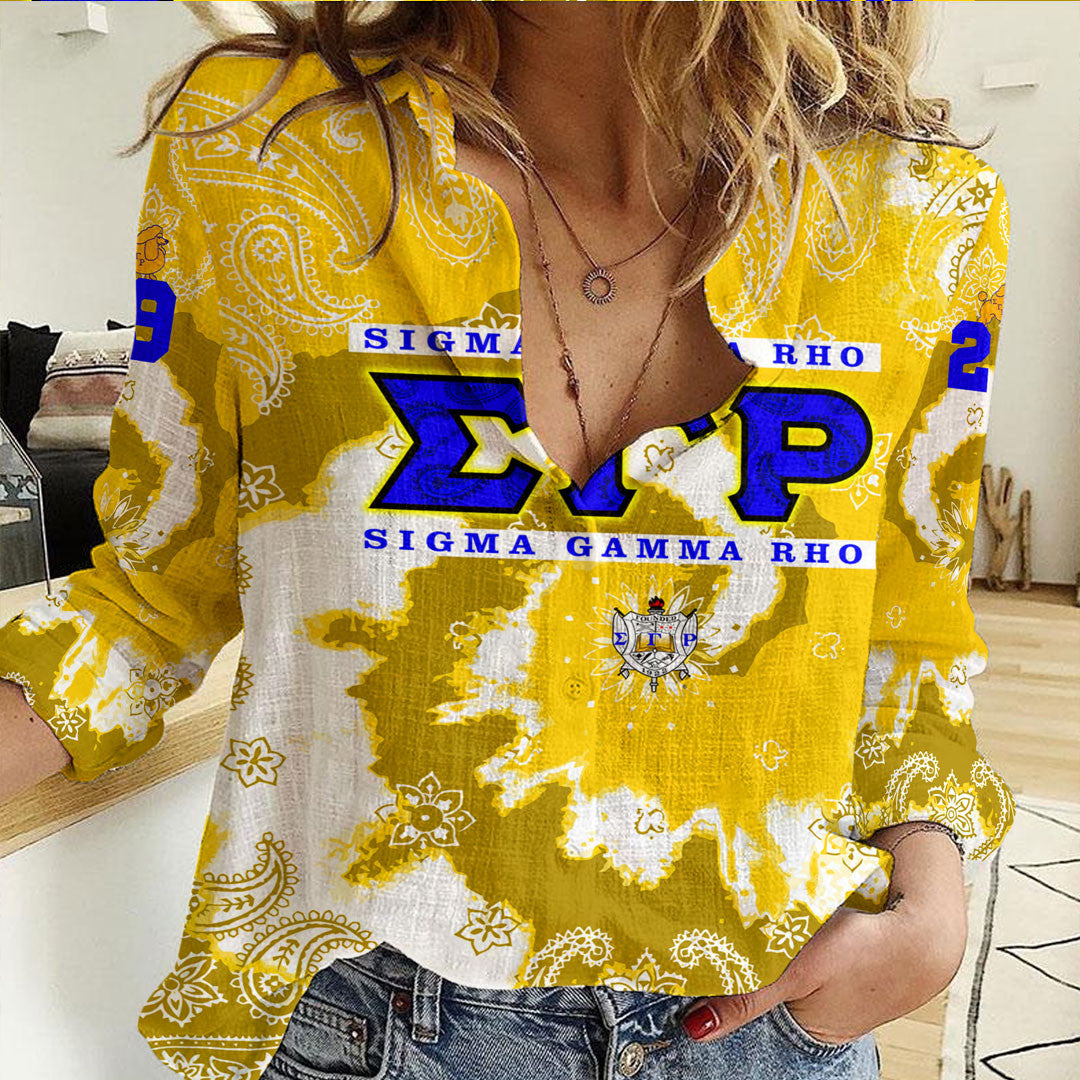 Clothing Sigma Gamma Rho Paisley Bandana Tie Dye Style Women Casual Shirt