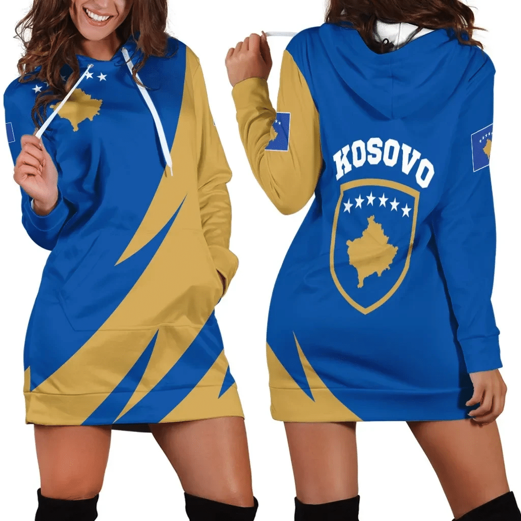 Kosovo Hoodie Dress Flag Map