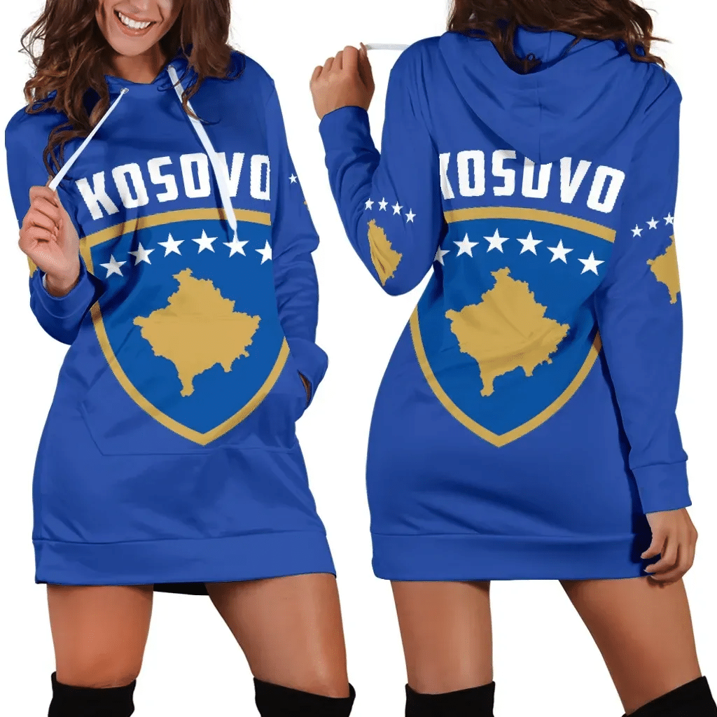 Kosovo Women's Hoodie Dress, Kosovo Coat Of Arms TH5