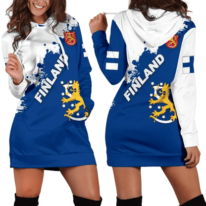 Finland Women Hoodie Dress Smudge Version