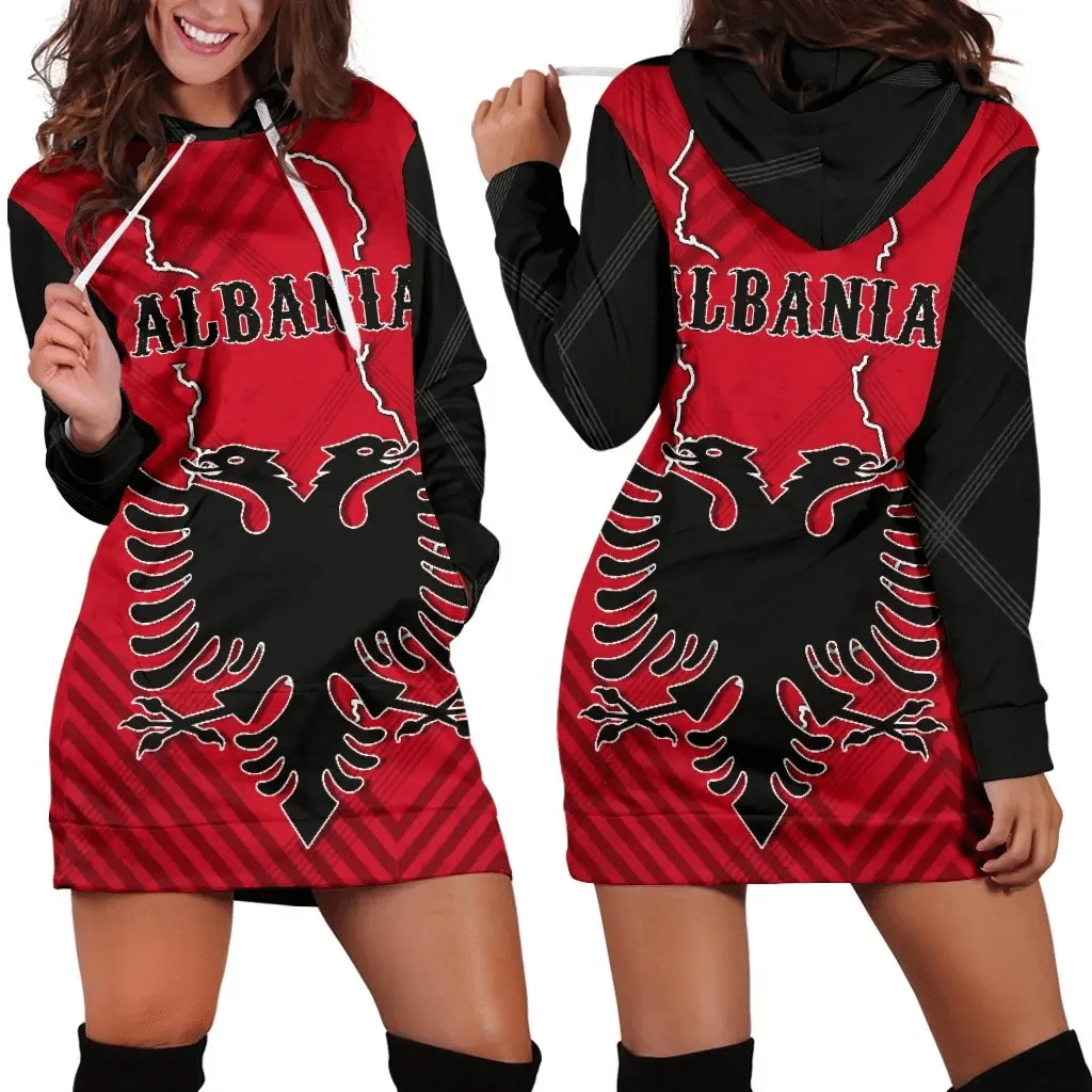 Albania Hoodie Dress Special Map K5