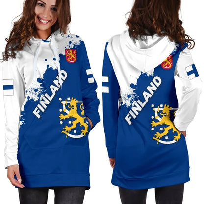 Finland Women Hoodie Dress Smudge Version