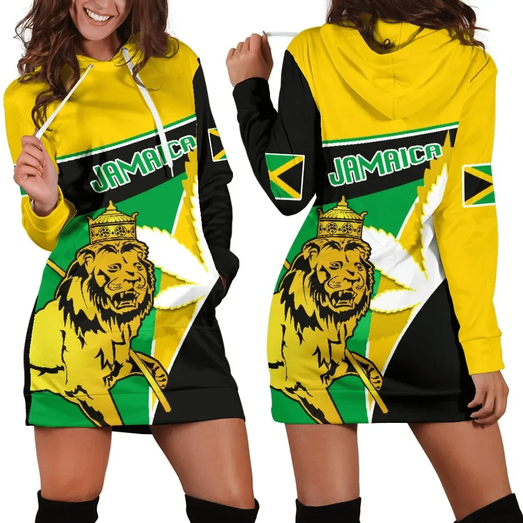 Jamaica Lion Women Hoodie Dress Flag Version