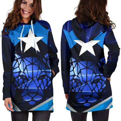 Somalia Women's Hoodie Dress Coat of Arms Somalia With Leopard B