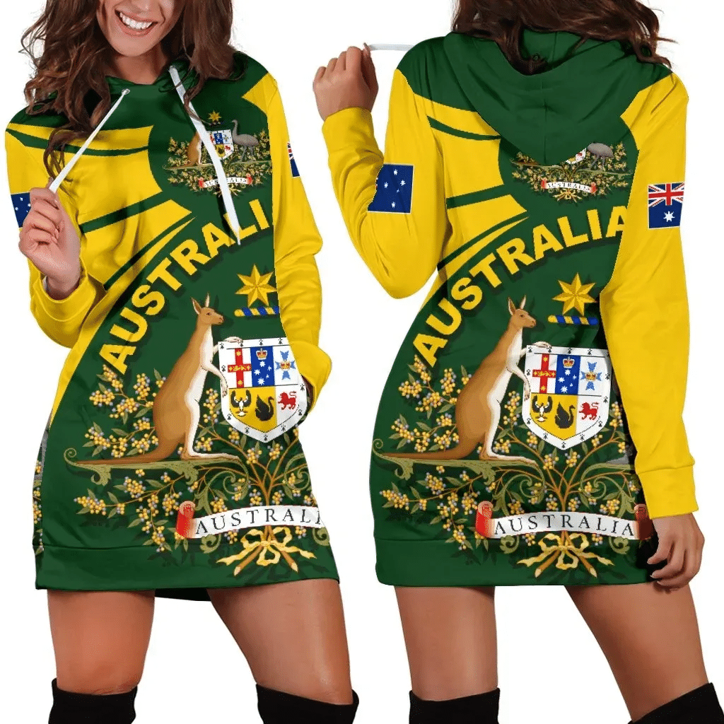 Australia Women Hoodie Dress, Australia Round Coat Of Arms