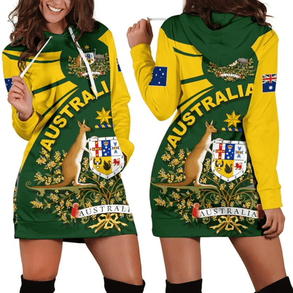Australia Women Hoodie Dress, Australia Round Coat Of Arms