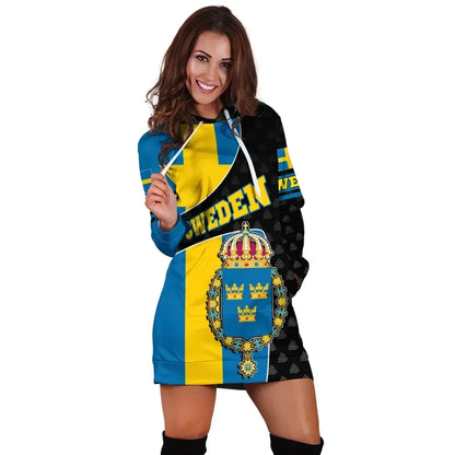 Sweden Hoodie Dress Flag and Valknut Symbols