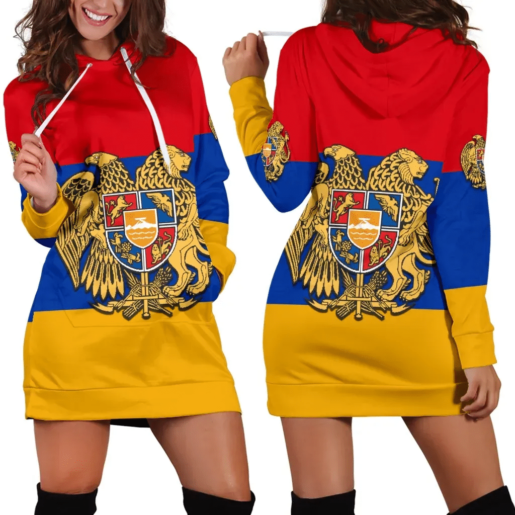 Coat Of Arms Armenia Women Hoodie Dress Flag Pattern