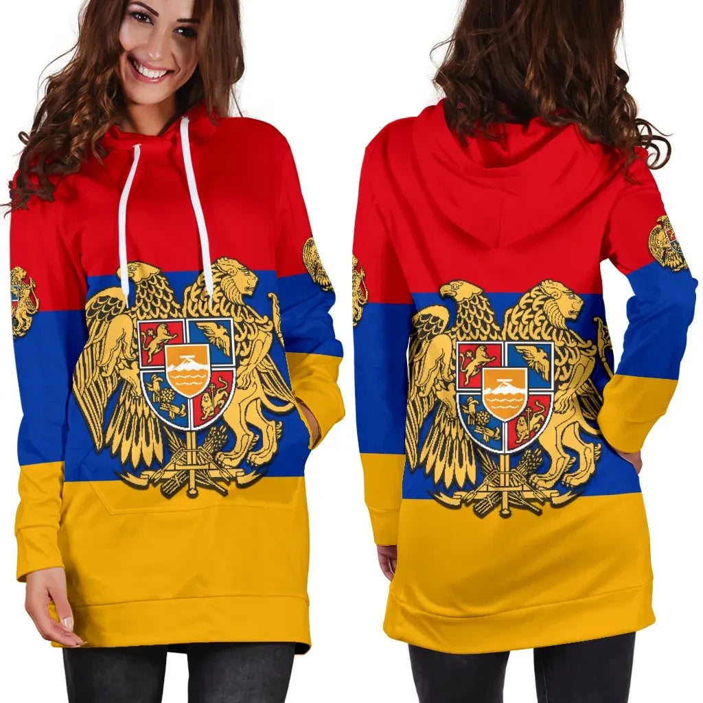 Coat Of Arms Armenia Women Hoodie Dress Flag Pattern