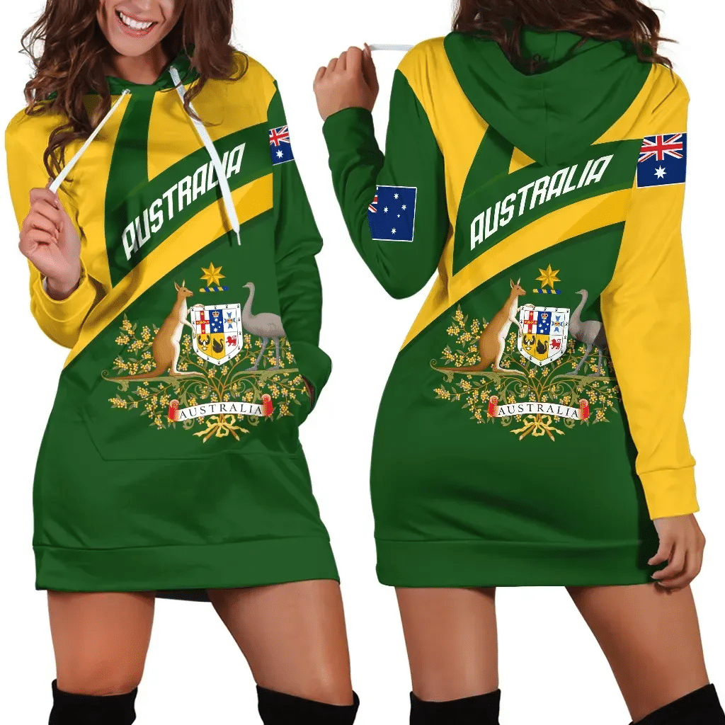 Australia Women's Hoodie Dress, Australia Coat Of Arms Active Sport