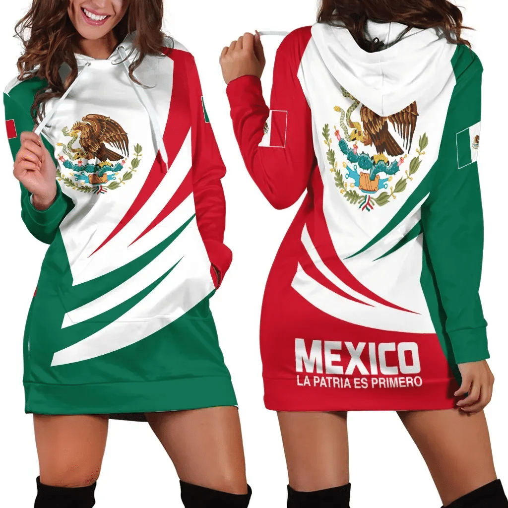 Mexico Hoodie Dress Coat Of Arms BinCjou