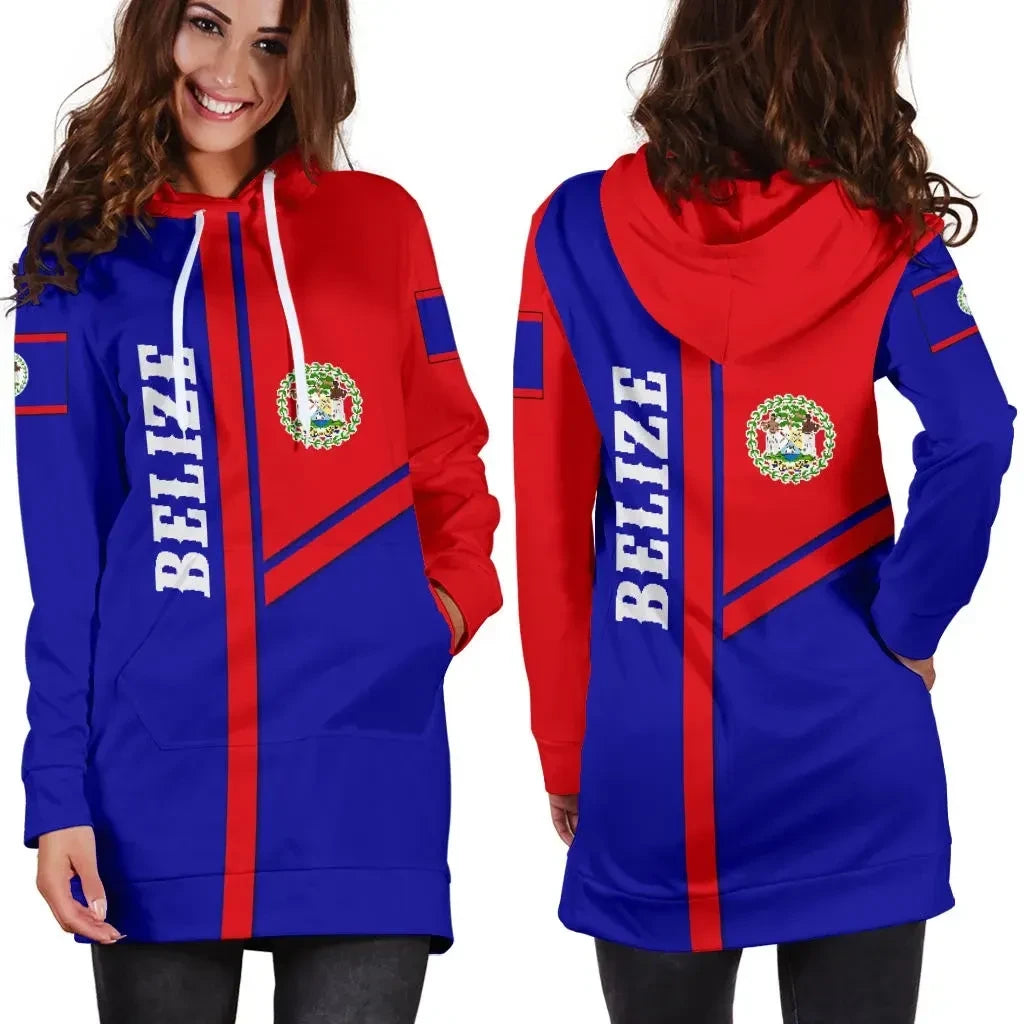 Belize Women Hoodie Dress Streetwear Style K4