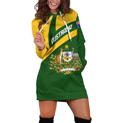 Australia Women's Hoodie Dress, Australia Coat Of Arms Active Sport