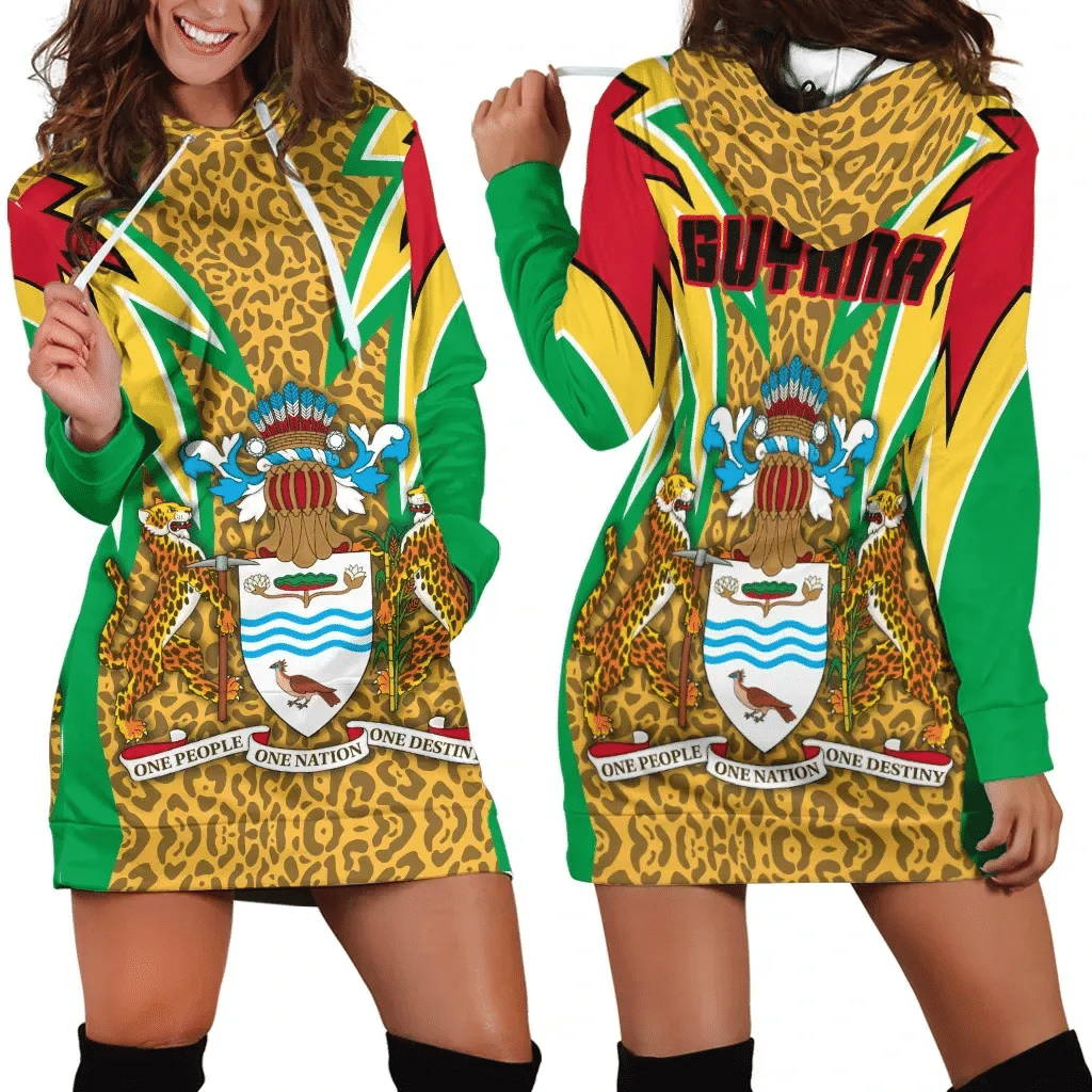 Guyana Hoodie Dress Jaguars Coat Of Arms