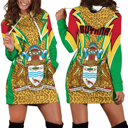 Guyana Hoodie Dress Jaguars Coat Of Arms