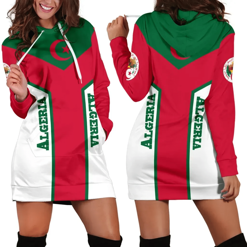 Algeria Hoodie Dress Flag Rising Women