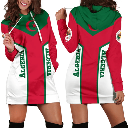 Algeria Hoodie Dress Flag Rising Women