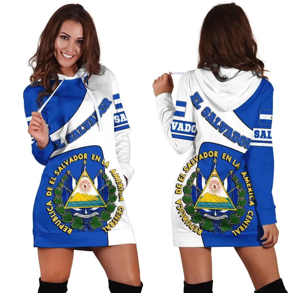 El Salvador Hoodie Dress Flag and Coat of Arms