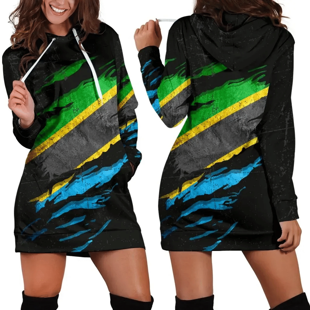 Tanzania In Me Women's Hoodie Dress Special Grunge Style
