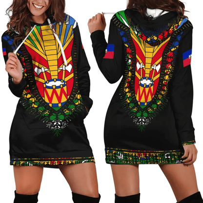 Haiti Hoodie Dress Dashiki Pattern