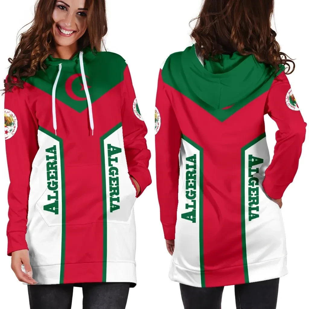 Algeria Hoodie Dress Flag Rising Women