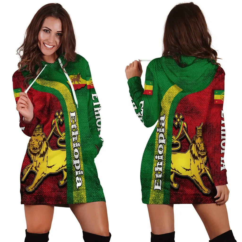 Ethiopia Hoodie Dress, Ethiopia Lion Rasta