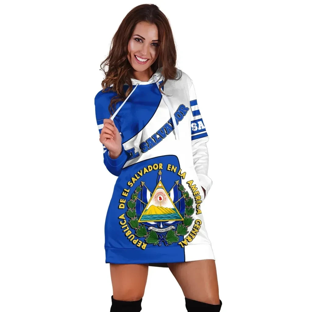 El Salvador Hoodie Dress Flag and Coat of Arms