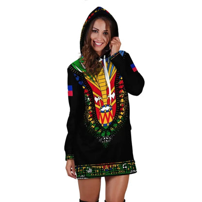 Haiti Hoodie Dress Dashiki Pattern