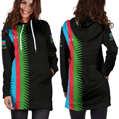 Azerbaijan Hoodie Dress United Flag Black