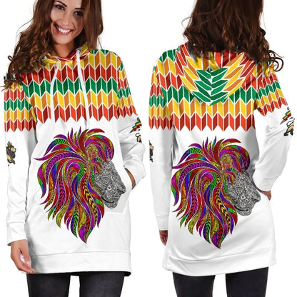 Ethiopia Hoodie Dress, Ethiopian Color Lion Pattern