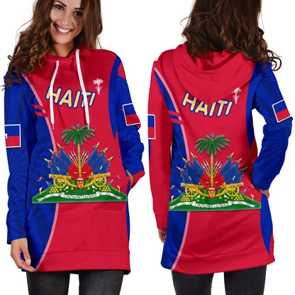 Coat of Arms Haiti Women Hoodie Dress Circle Stripes