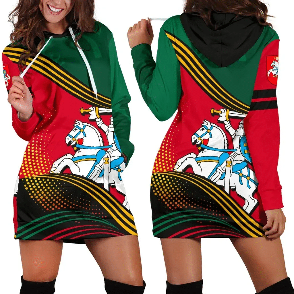 Lithuania Hoodie Dress Fall In The Wave K7