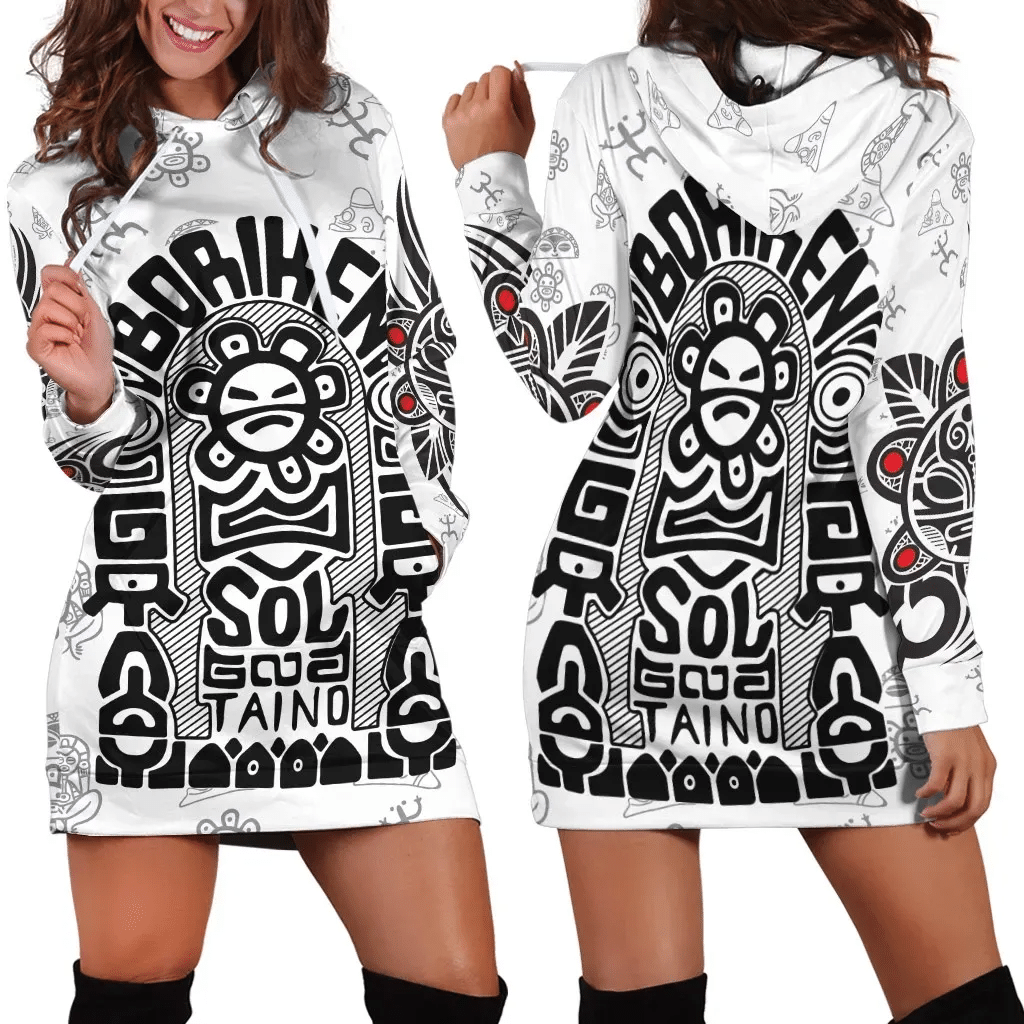 Puerto Rico Hoodie Dress Taino Tatto