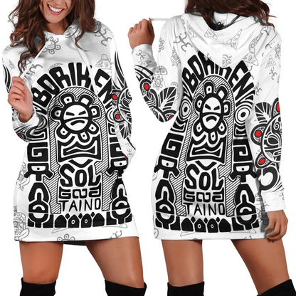 Puerto Rico Hoodie Dress Taino Tatto