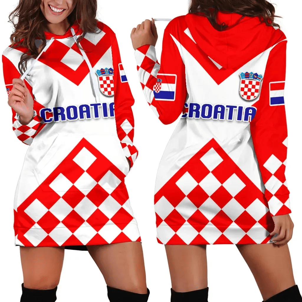 Croatia Checkerboard Women Hoodie Dres Style Flag