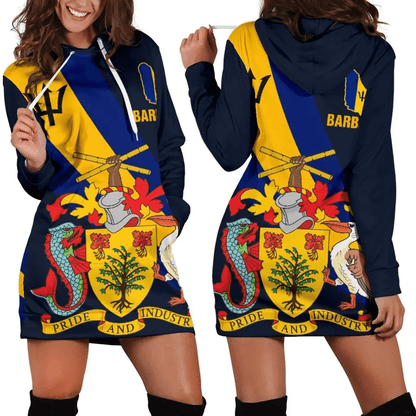 Barbados Women's Hoodie Dress Special Flag