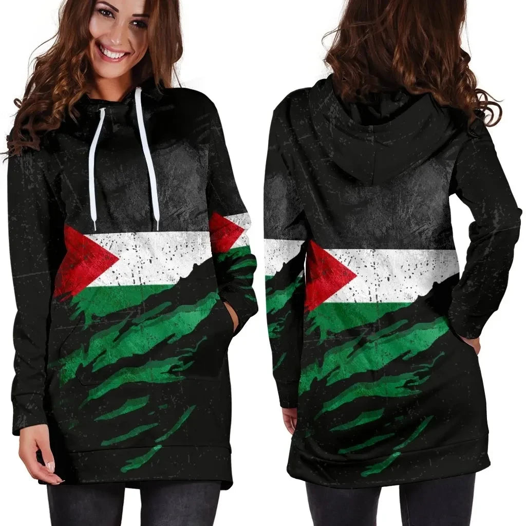 Palestine In Me Women's Hoodie Dress Special Grunge Style