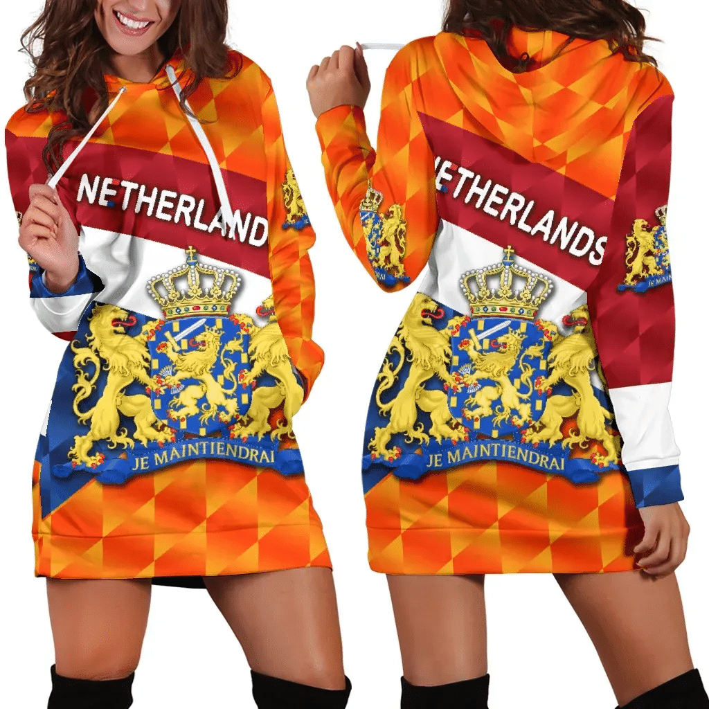Netherlands Women Hoodie Dress Sporty Style K8