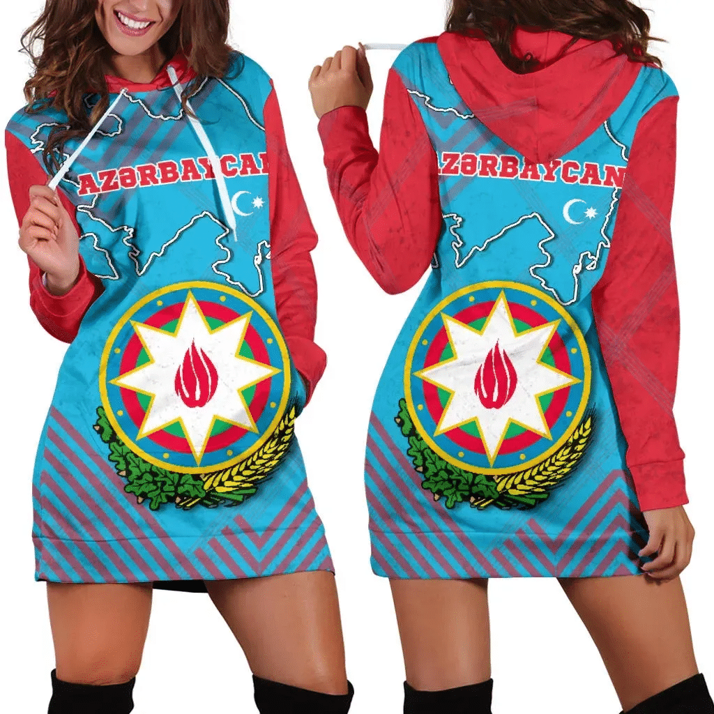 Azerbaijan Hoodie Dress Special Map K5