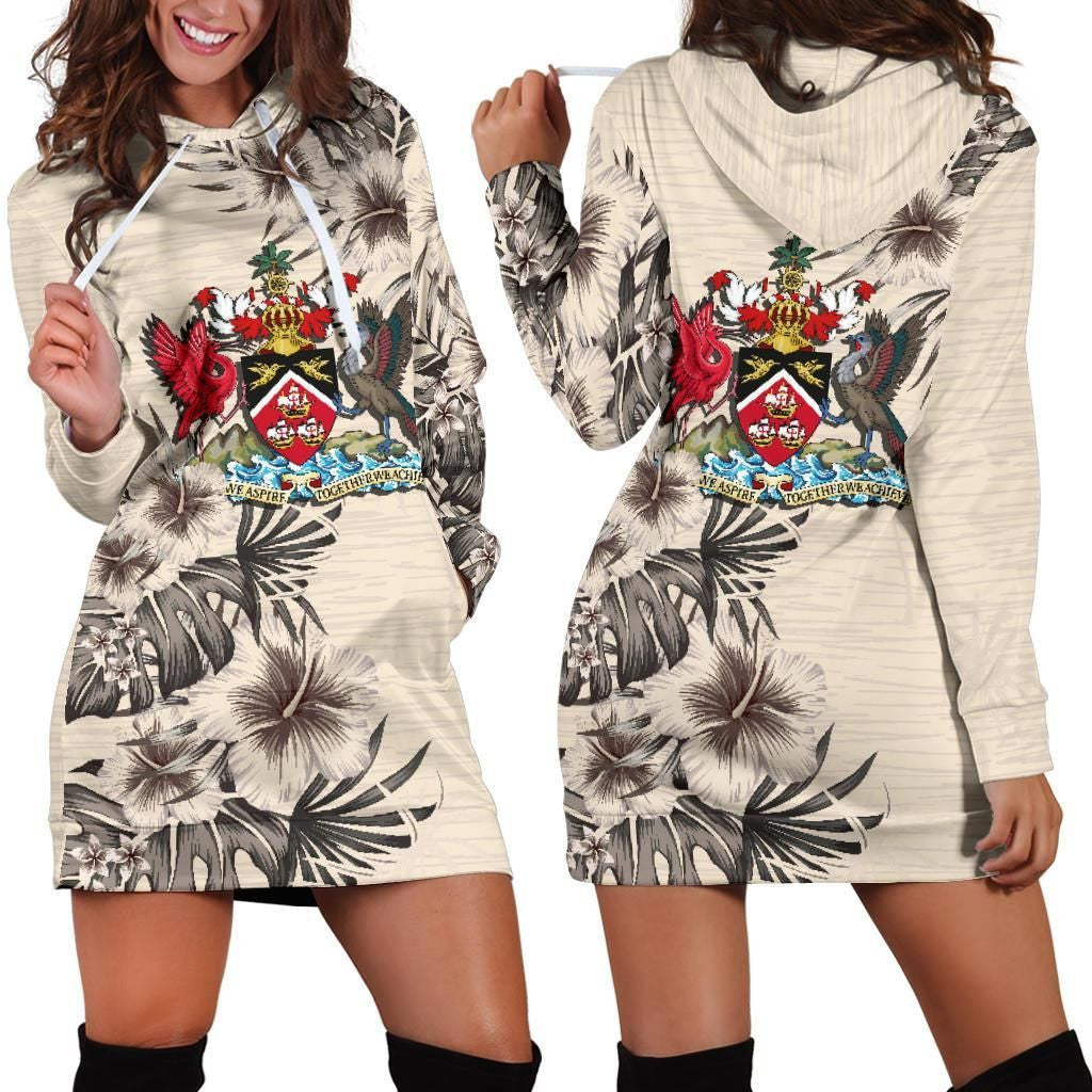 Trinidad and Tobago Hoodie Dress The Beige Hibiscus