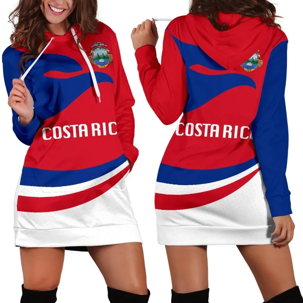 Costa Rica Women Hoodie Dress Proud Version K4