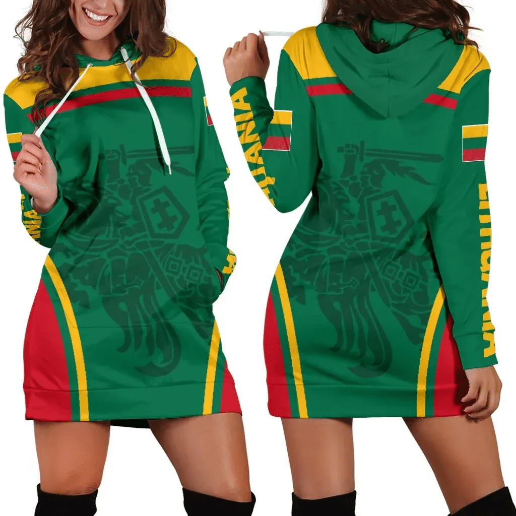 Lithuania Hoodie Dress Active Warrior