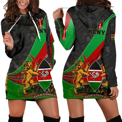 Kenya Hoodie Dress Kenya Pattern With Coat Of Arms B
